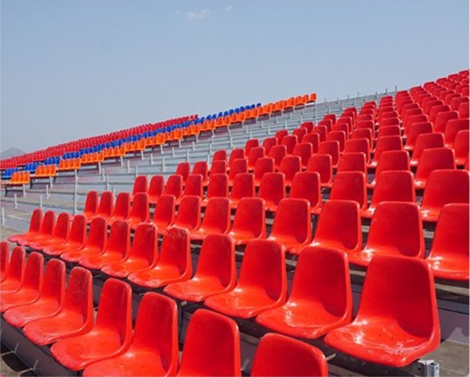 Close-up view of Brandwave Furniture stadium chair build quality